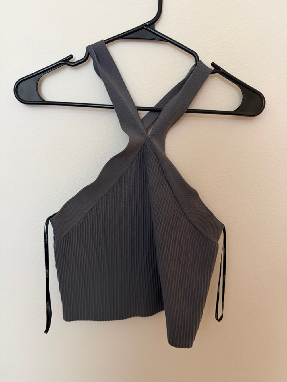 Forever 21 Charcoal Ribbed Cross-Back Tank